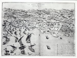 Mappa della presa di Tunisi da parte degli spagnoli nel 1573